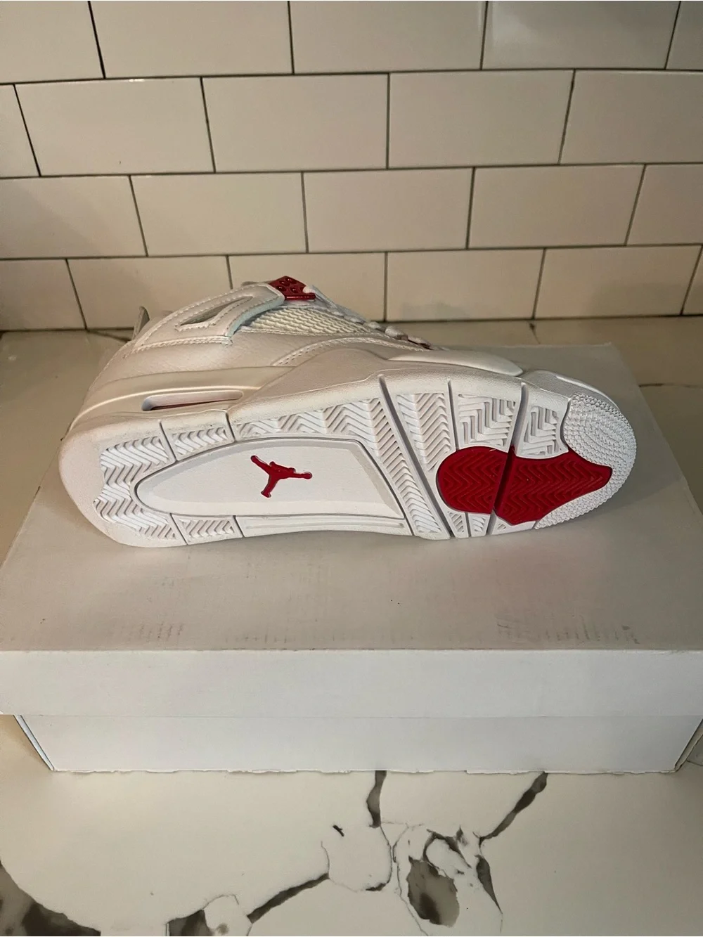 Mens Retro 4 Red Metallic Size 5.5.